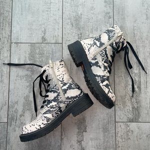 Madden Girl Snakeskin Combat Boots